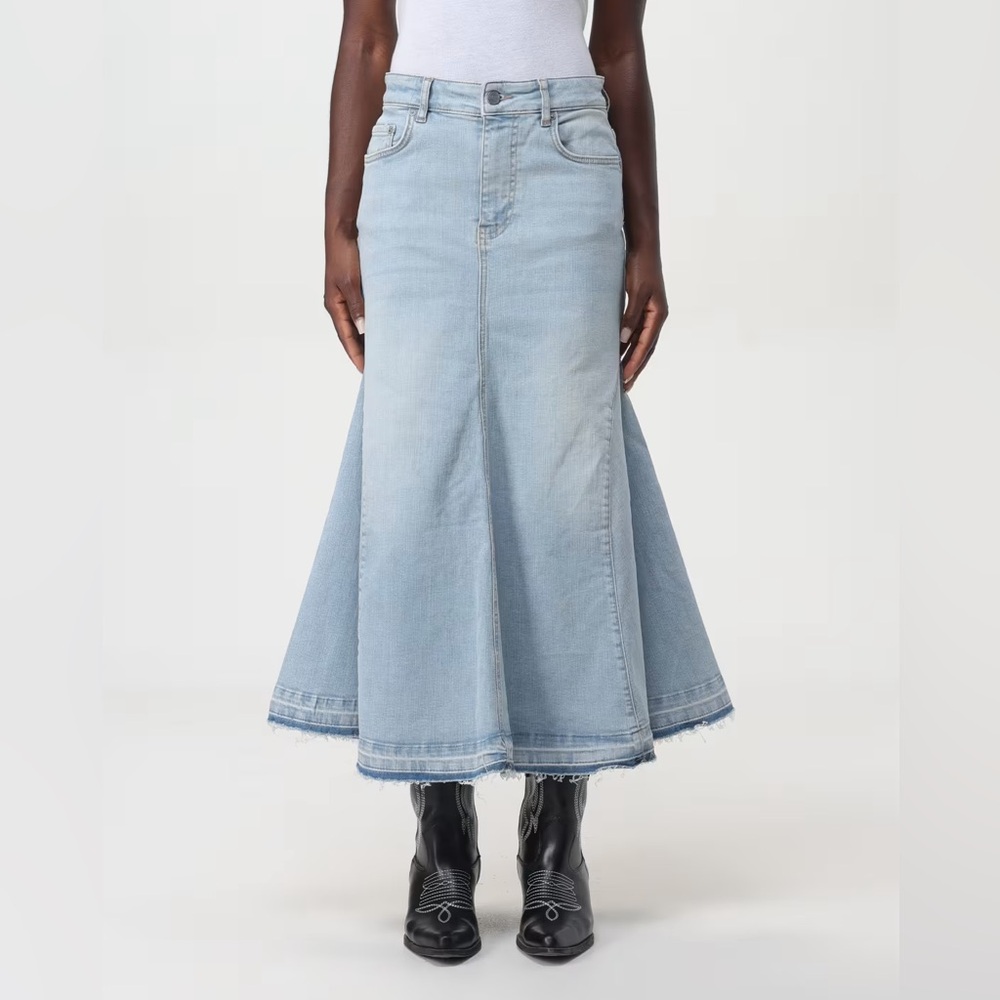 NWT Ganni Light Denim Midi Skirt (Tint Wash)